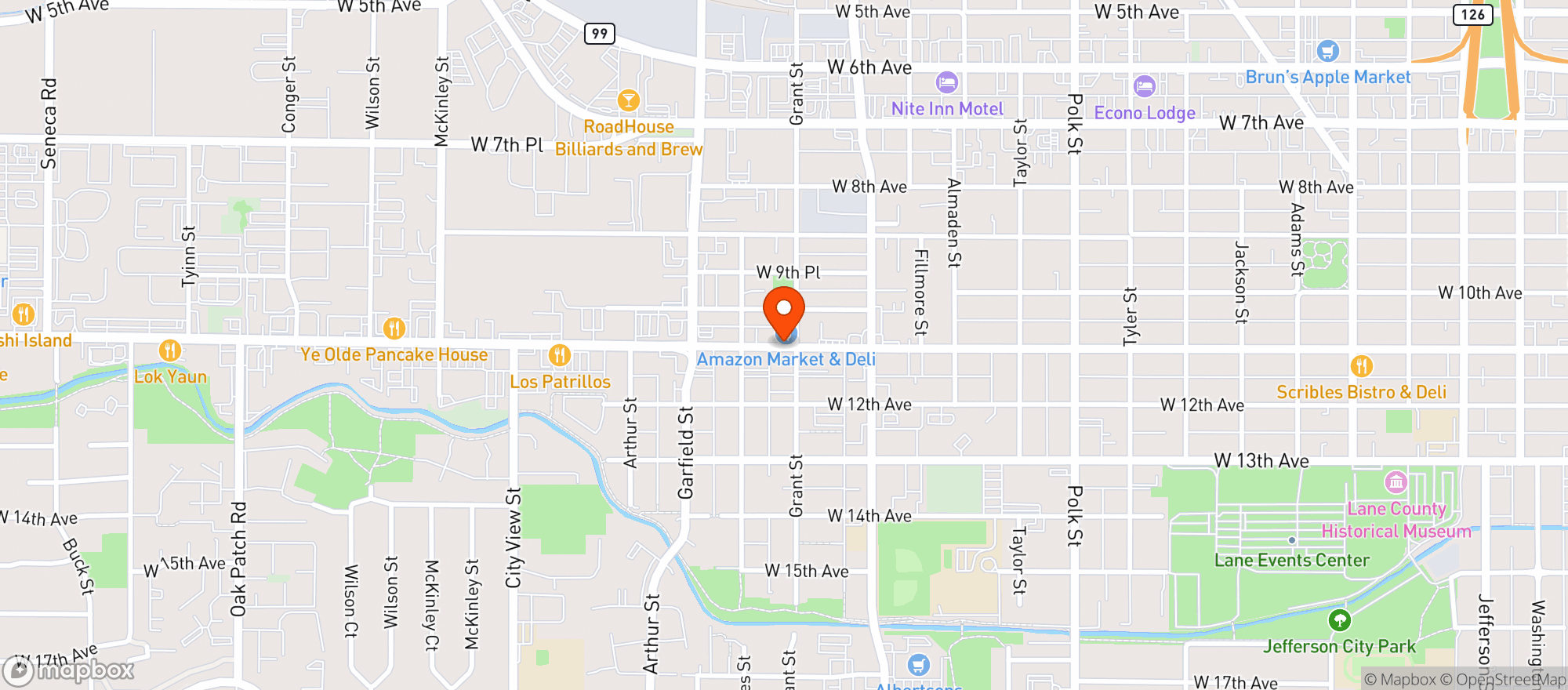 Map showing Hop N Shop Market