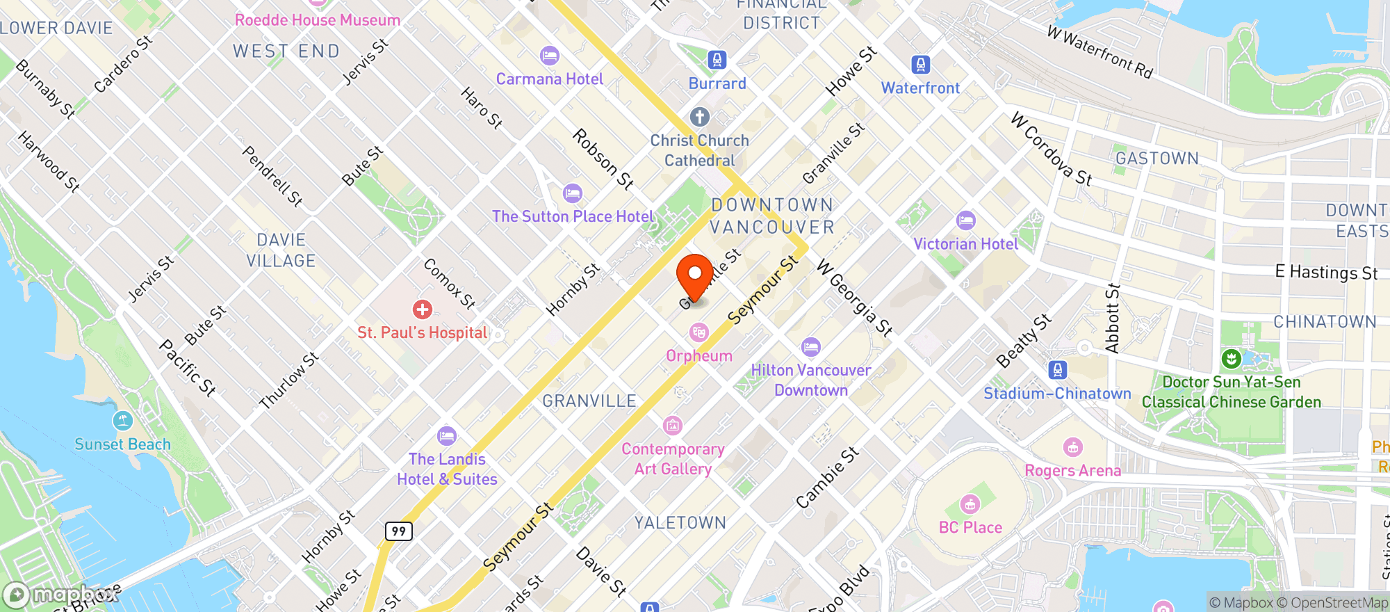 Map showing Commodore Ballroom