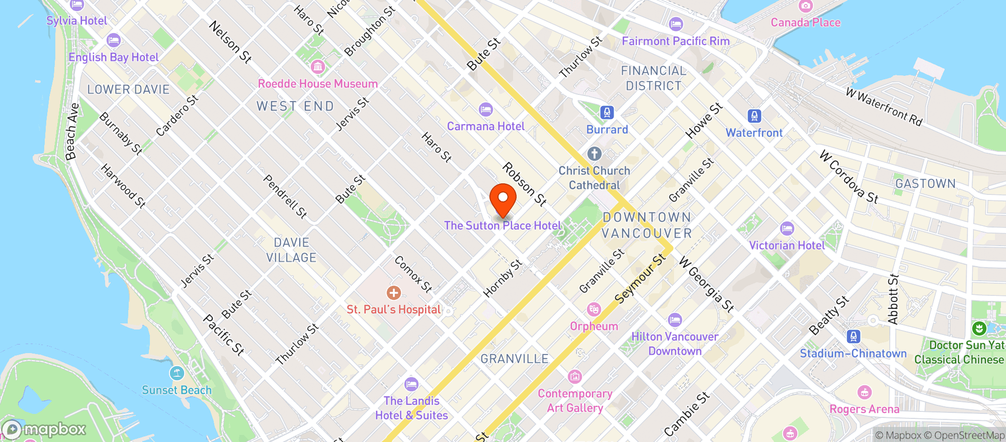 Map showing La Grande Résidence At Sutton Place Hotel Vancouver