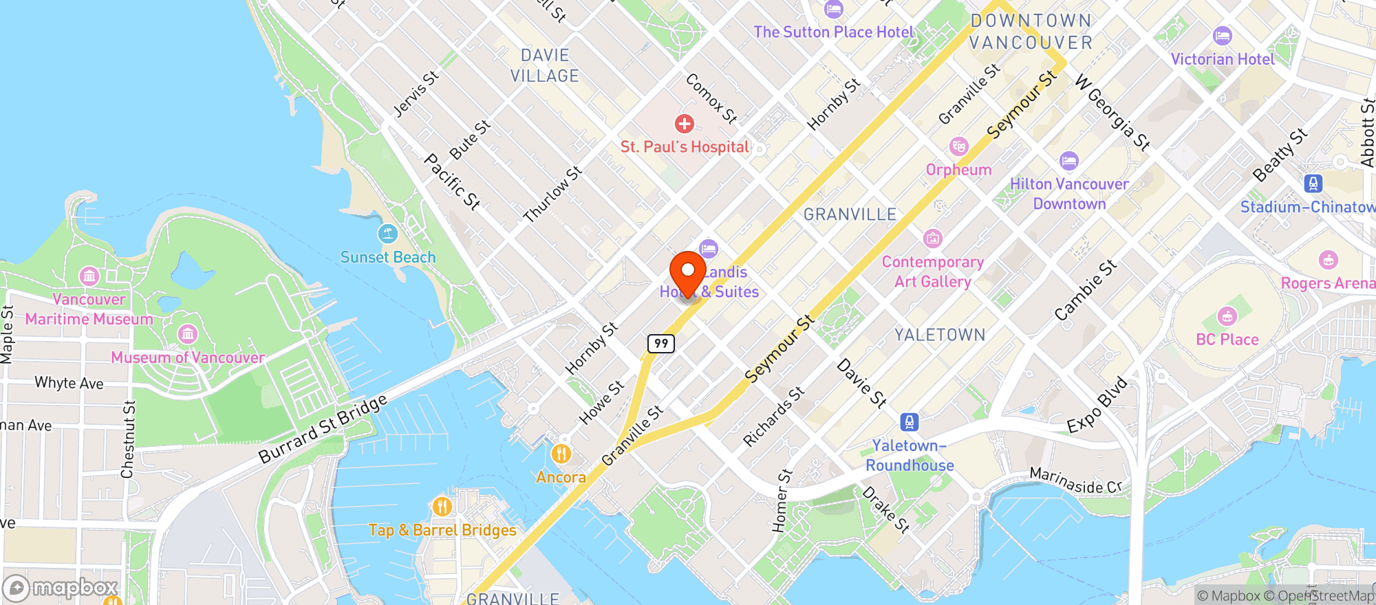 Map showing Sebastian & Co - Howe Street