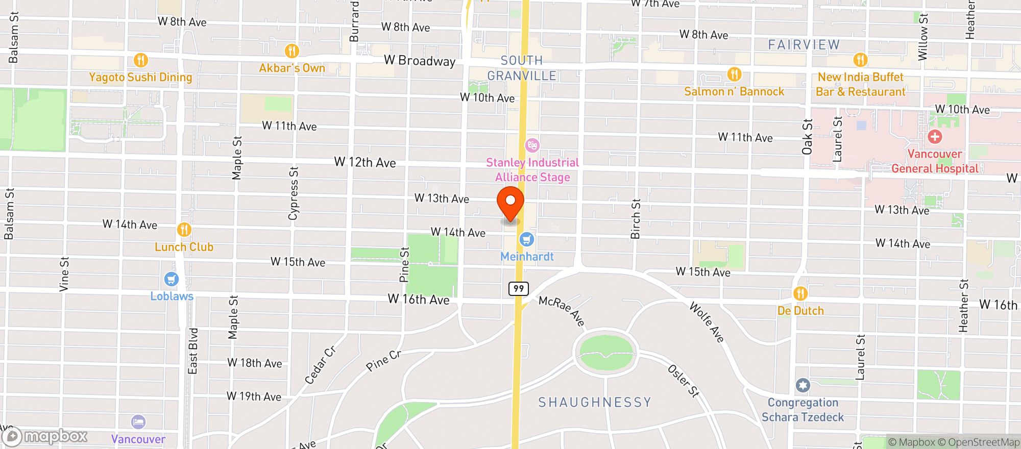Map showing Caffe Barney On Granville