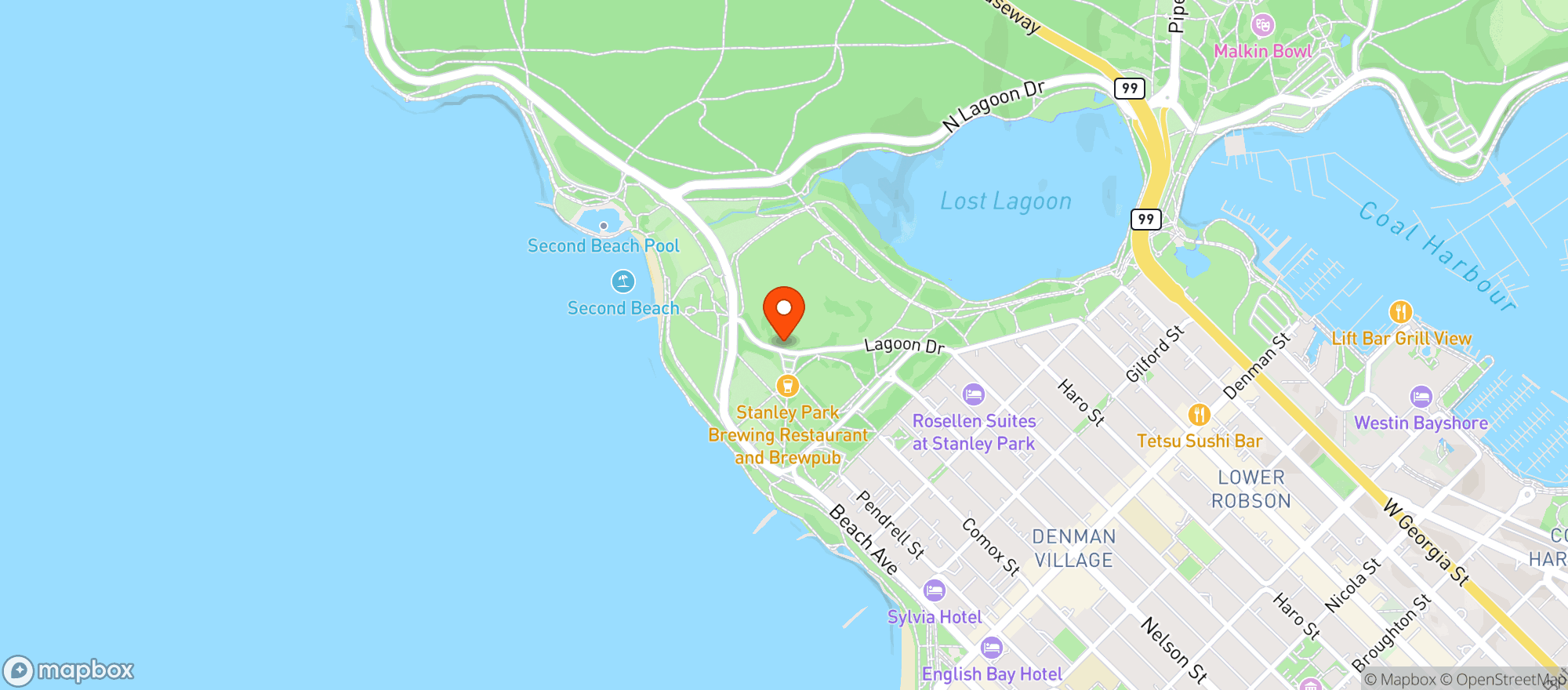 Map showing Stanley Park Pitch & Putt
