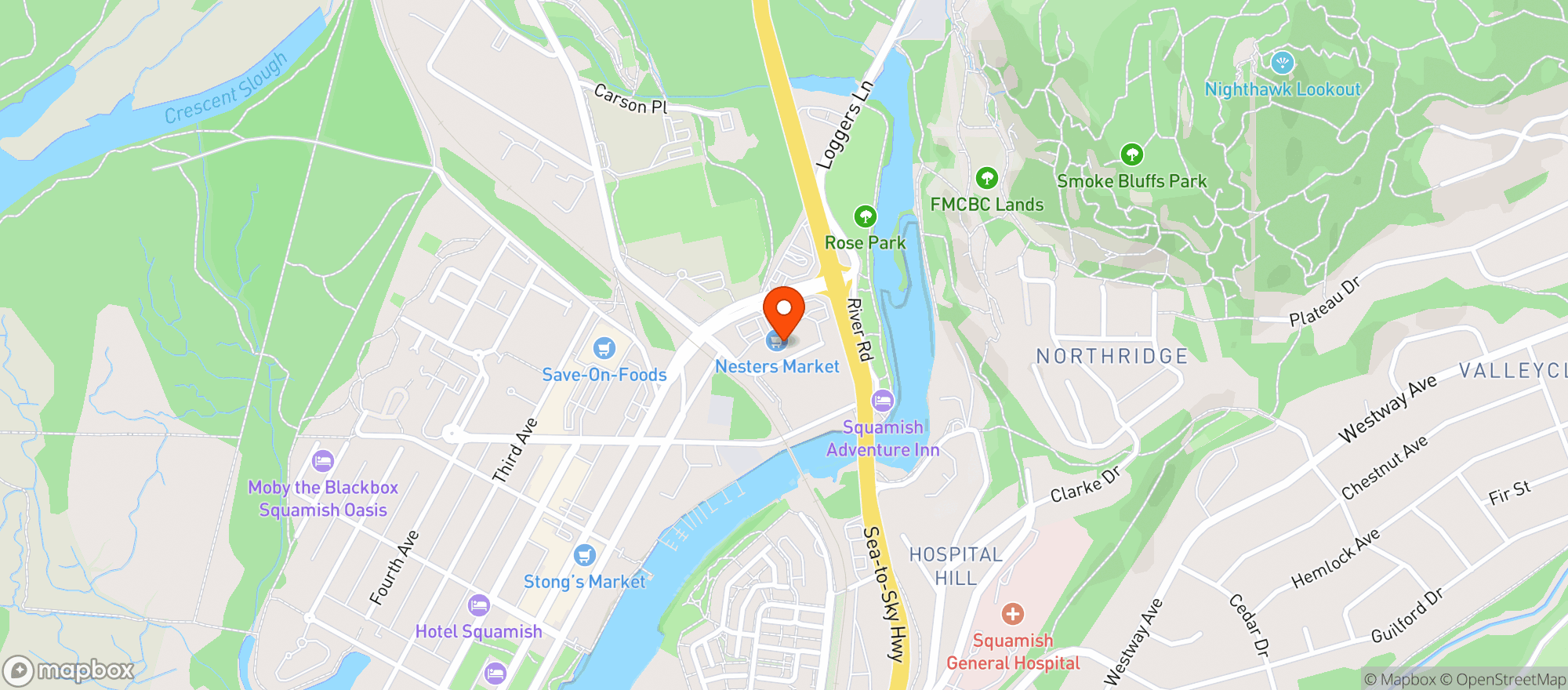 Map showing Nesters Squamish