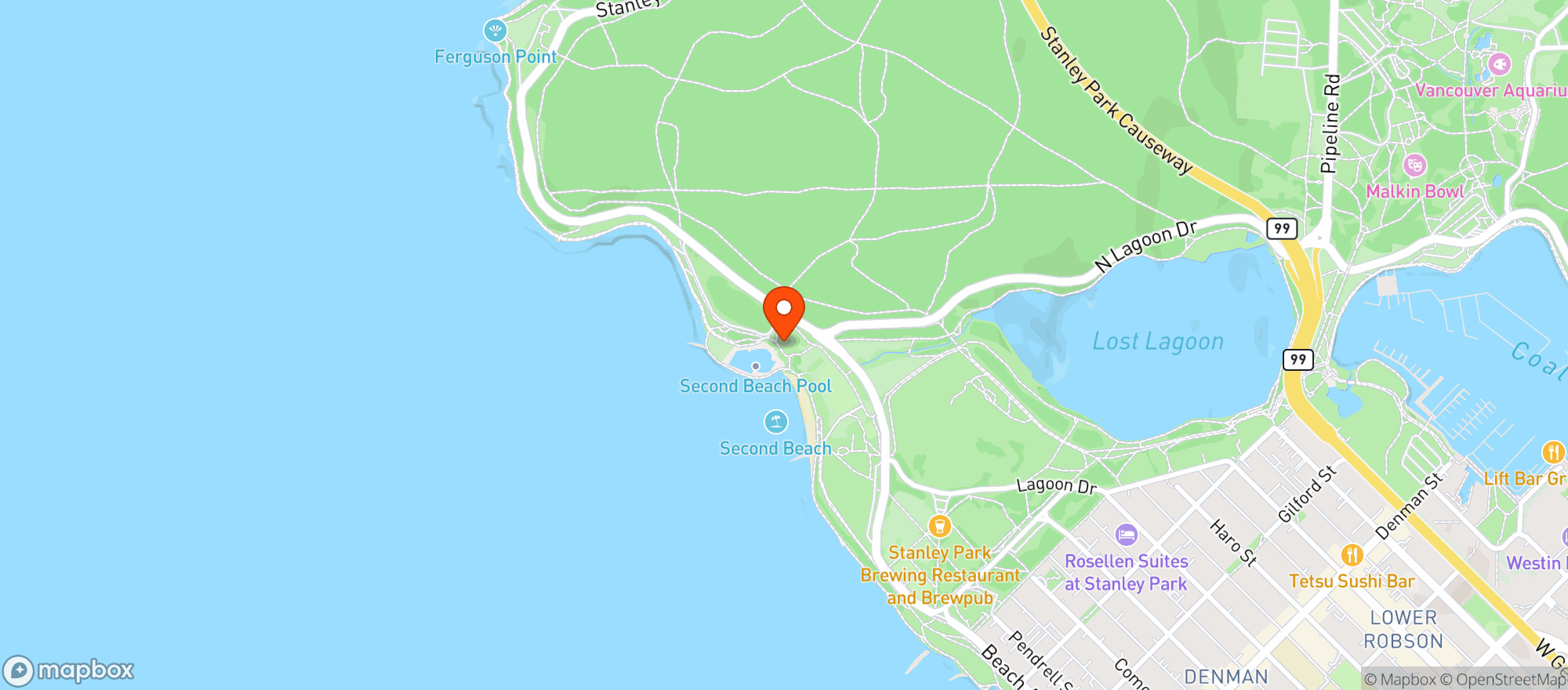 Map showing Second Beach Concession