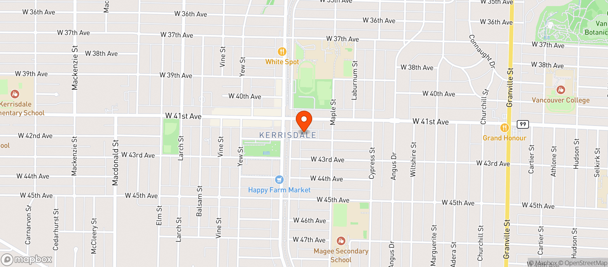 Map showing London Drugs - Kerrisdale