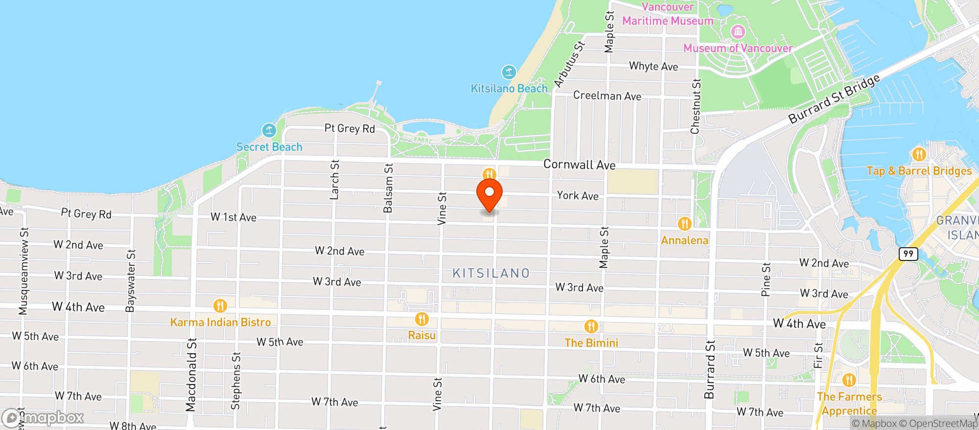 Map showing Lucky Taco
