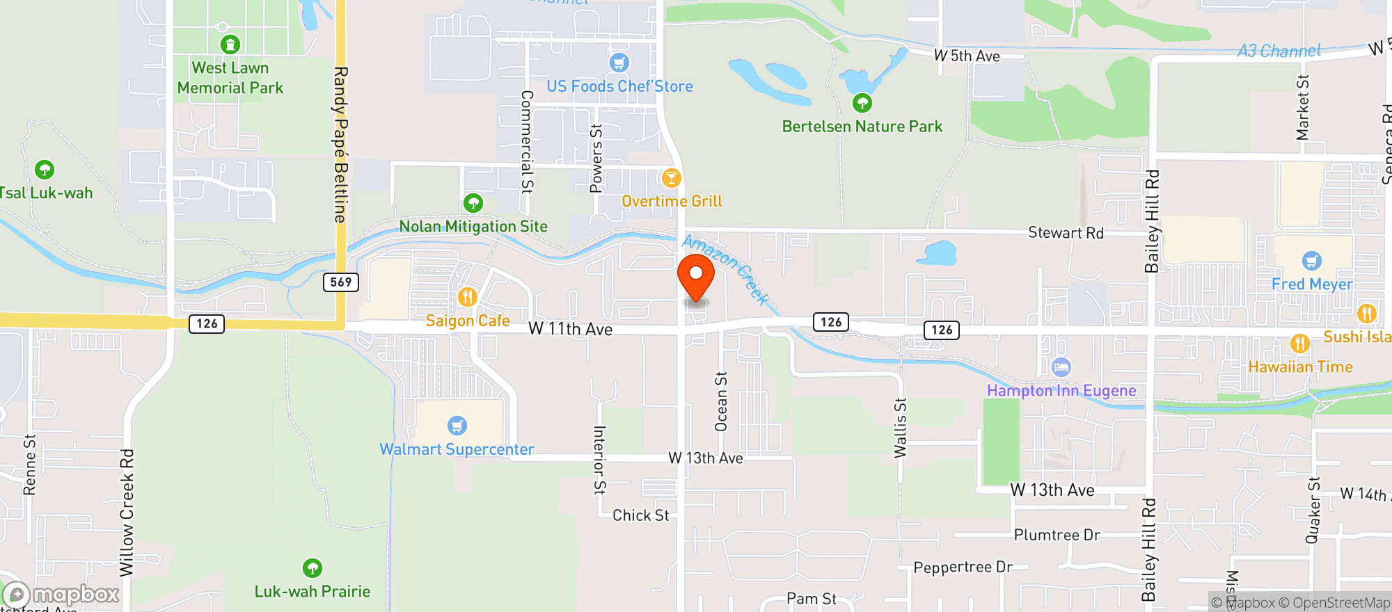 Map showing Sweet Tree Farms