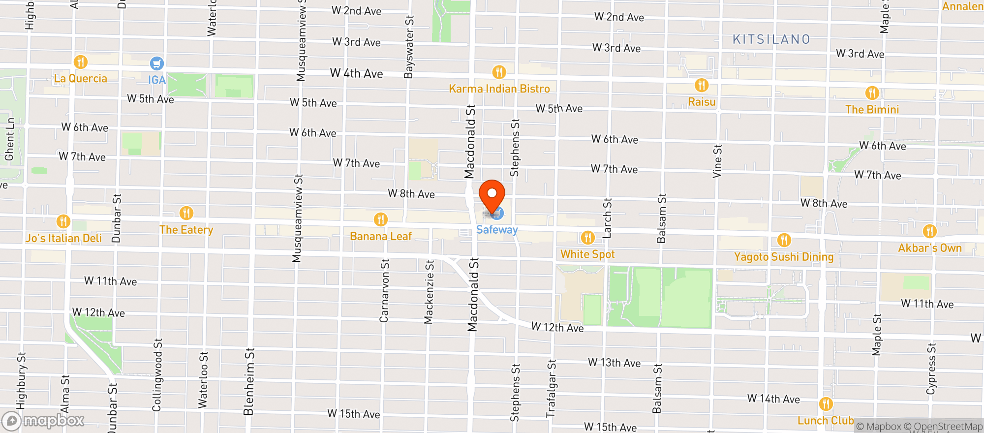 Map showing Safeway