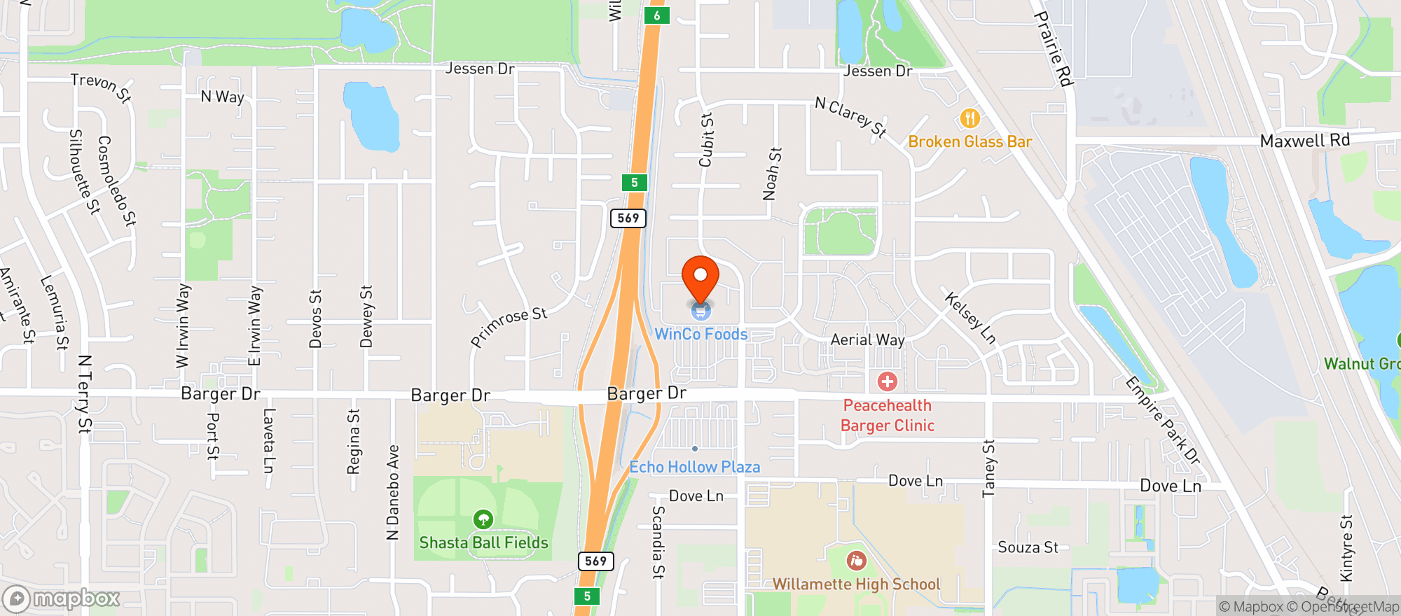 Map showing Winco Foods