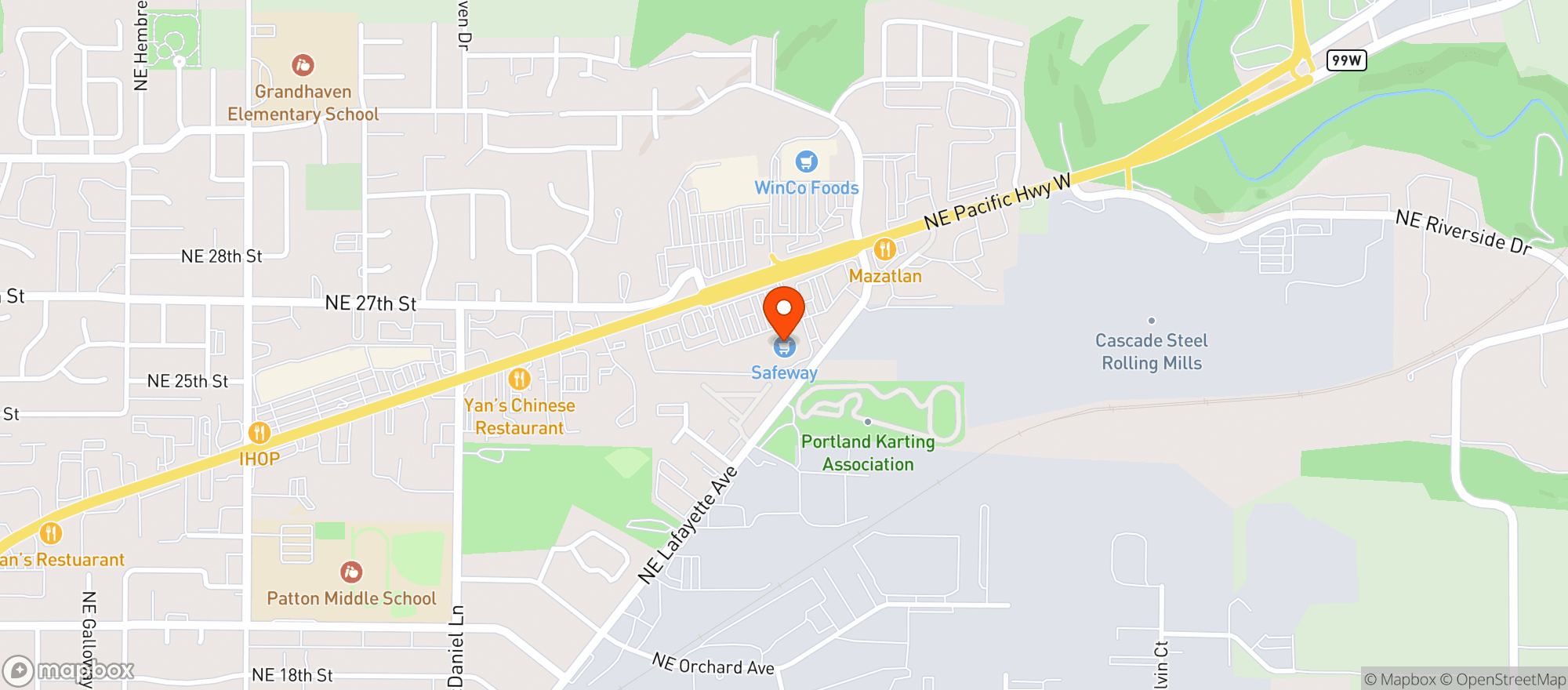 Map showing Safeway #1601 Mcminnville