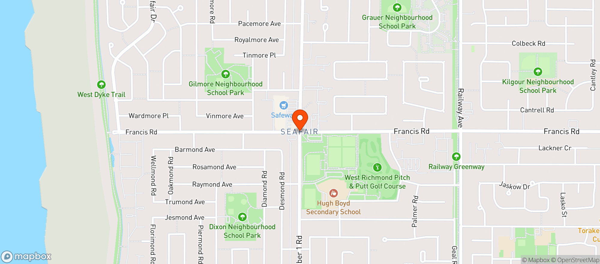 Map showing Safeway 4967 No. 1 Rd