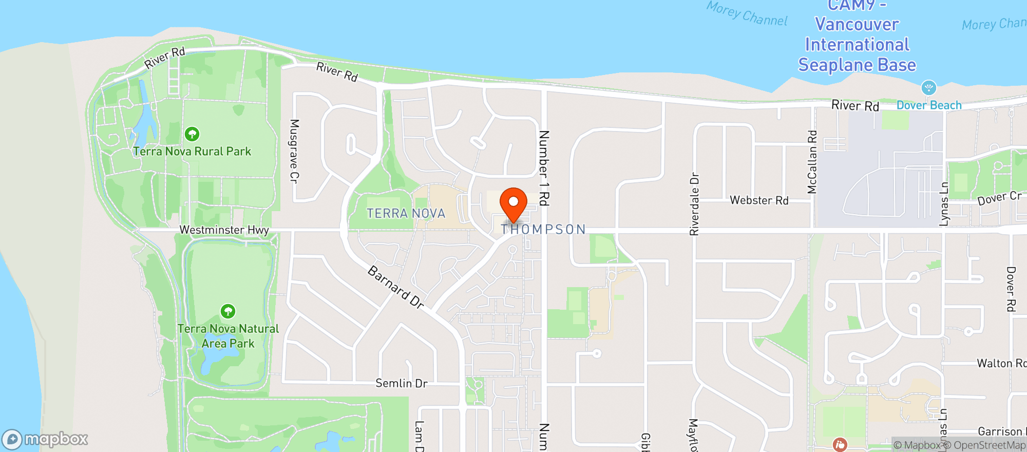 Map showing L'aromas Coffee Terra Nova