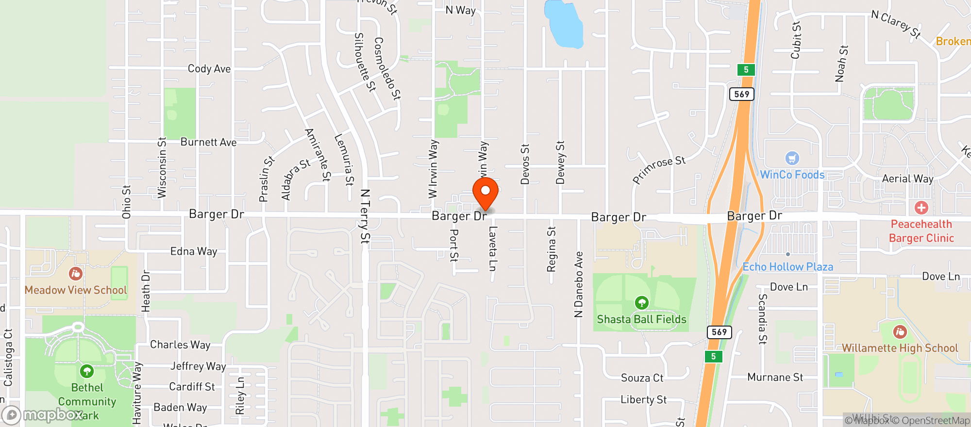 Map showing Phresh Start - Barger