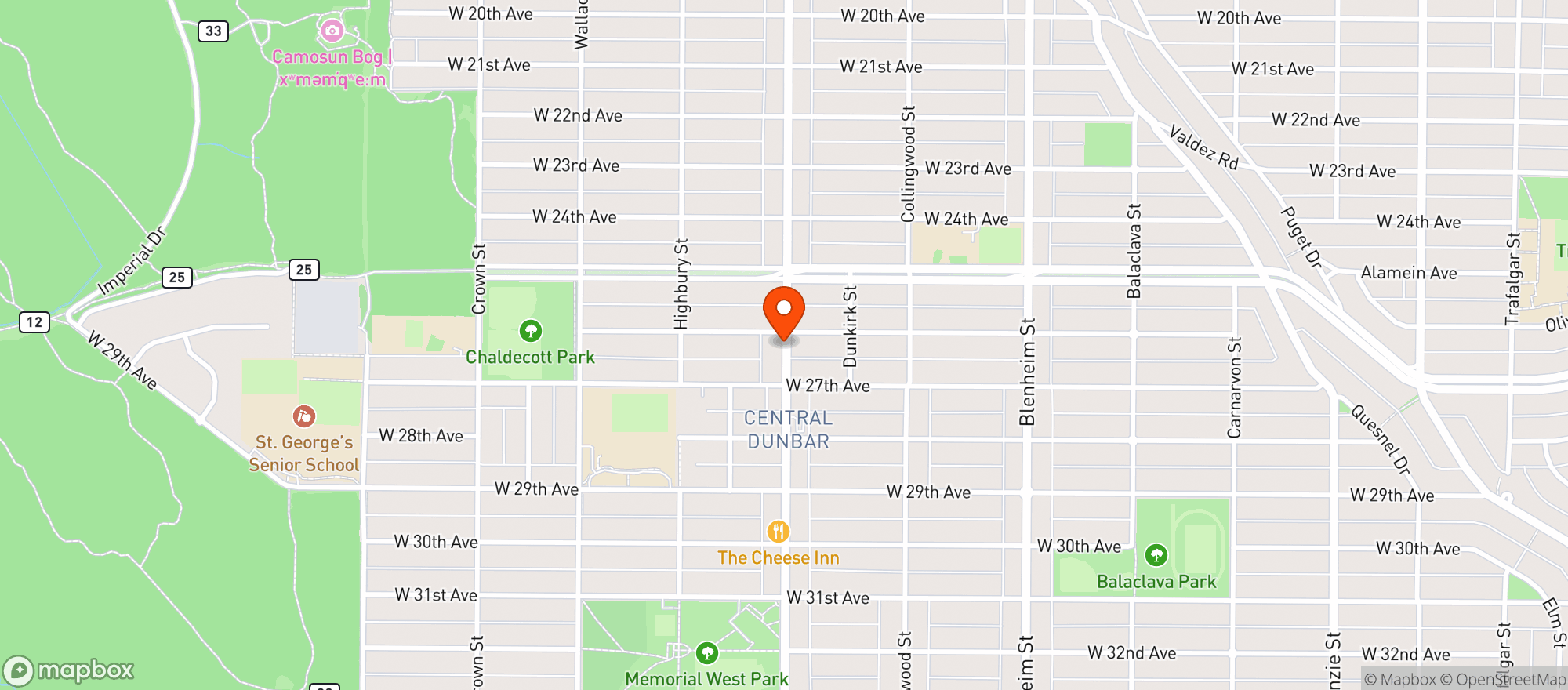 Map showing Stong's Market