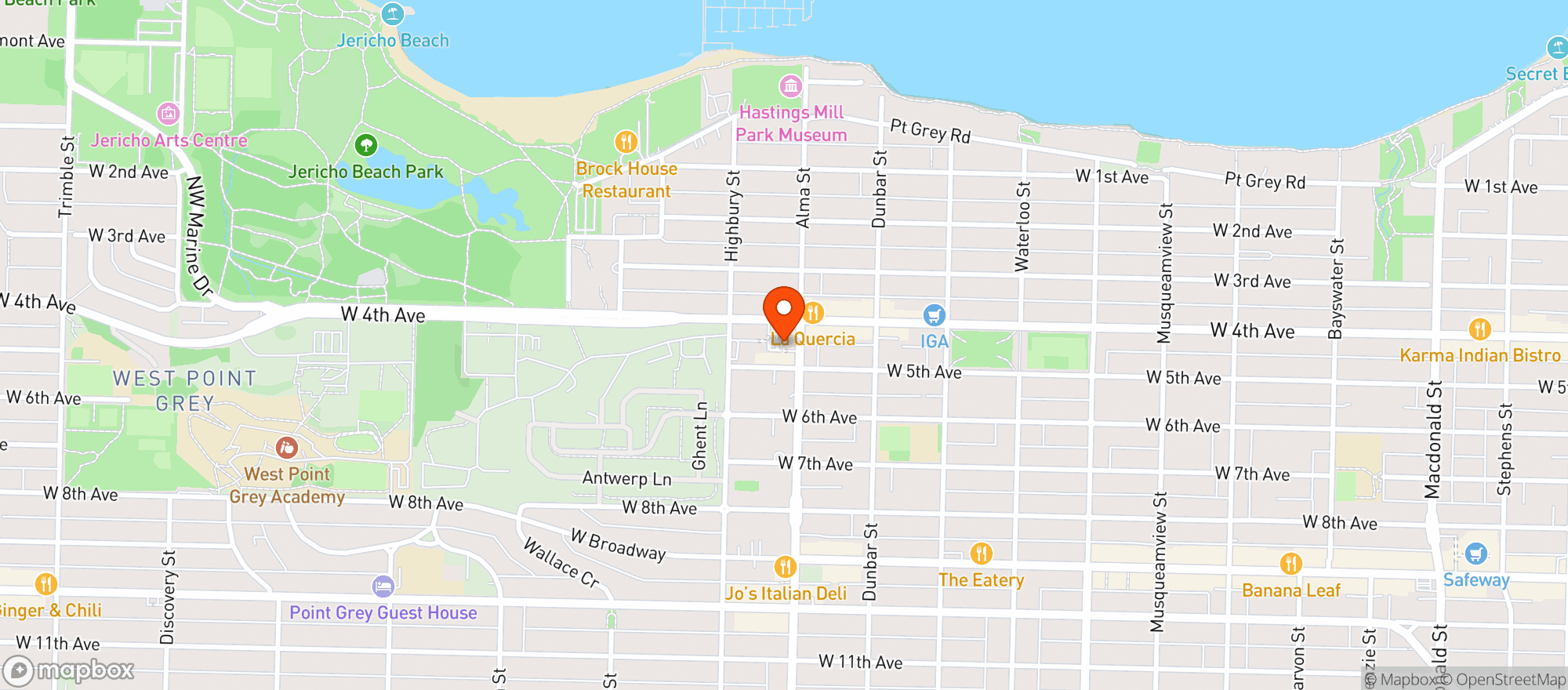 Map showing Bcliquor Jericho Village