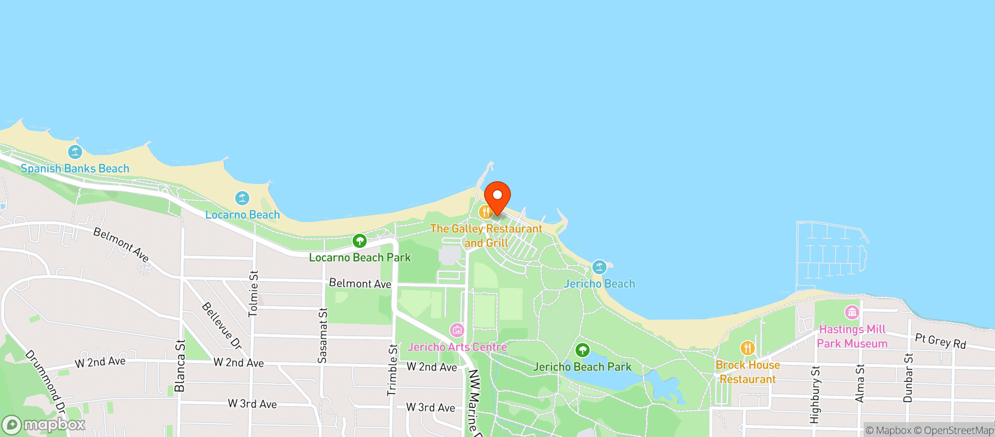 Map showing Jericho Sailing Centre