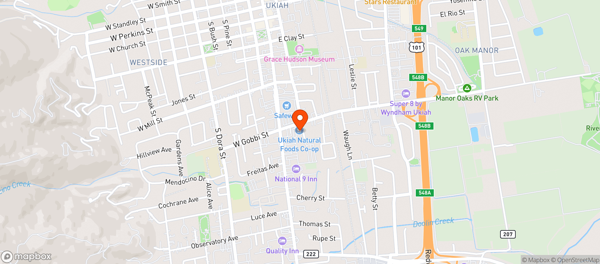 Map showing Ukiah Natural Foods