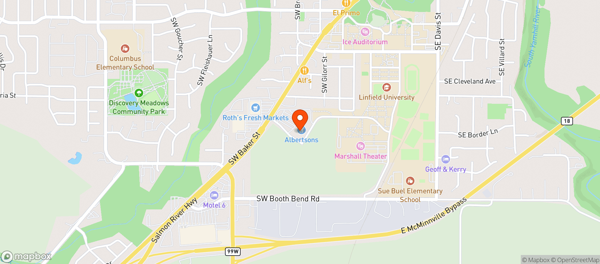 Map showing Albertsons #2528 Mcminnvl