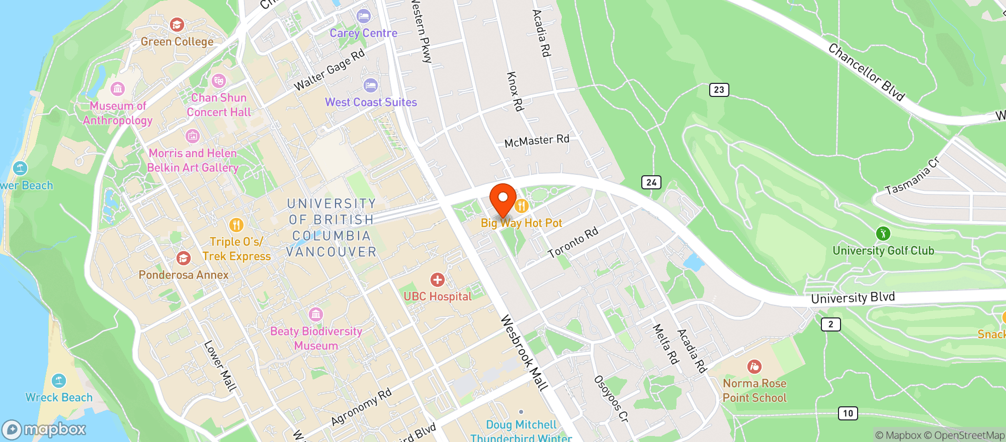 Map showing Granville Island Produce