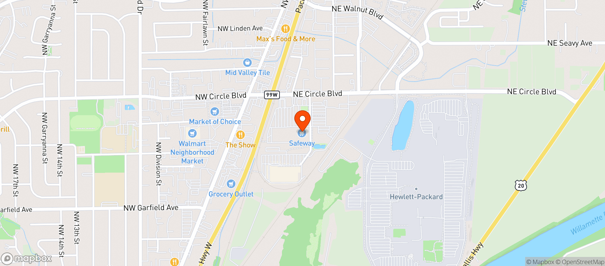 Map showing Safeway