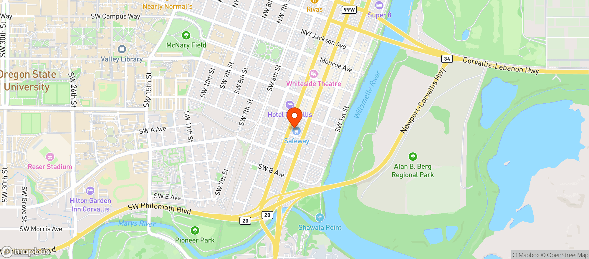 Map showing Safeway
