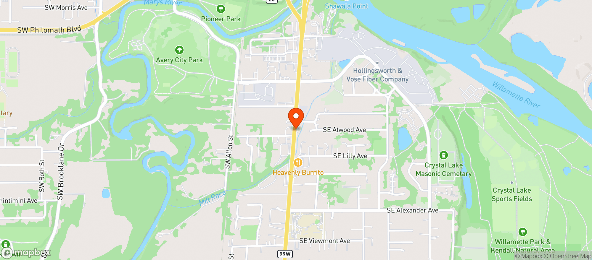 Map showing Green Room - South Corvallis