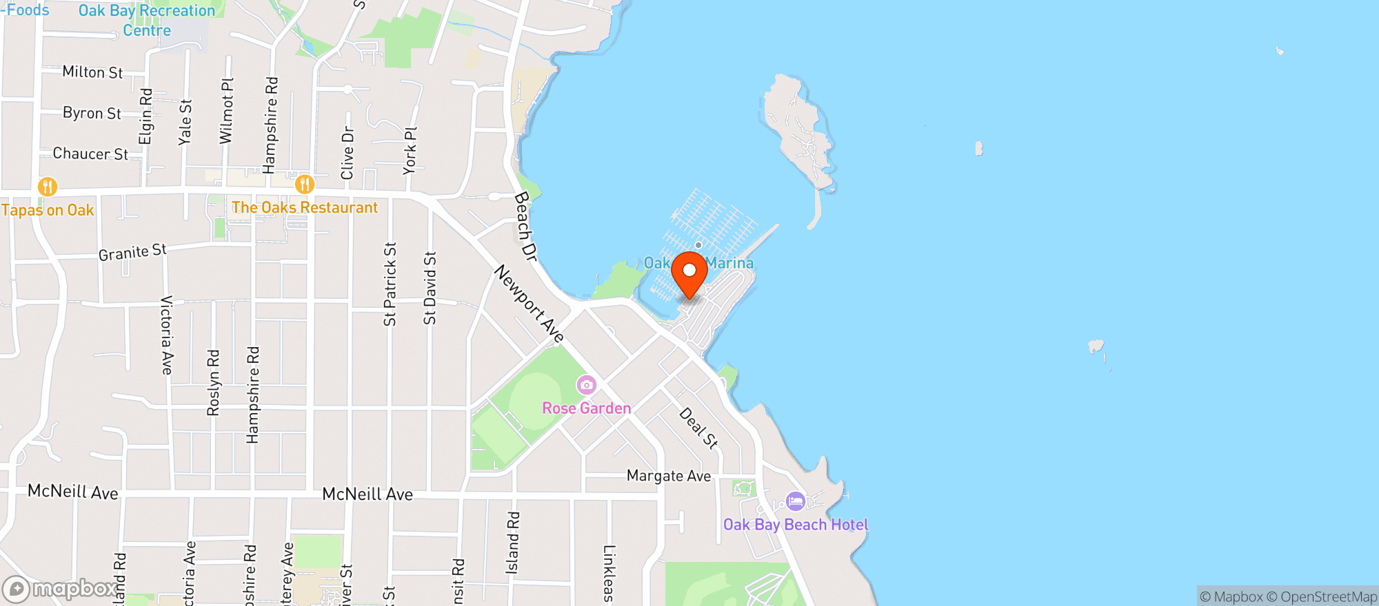 Map showing Oak Bay Marina Ltd