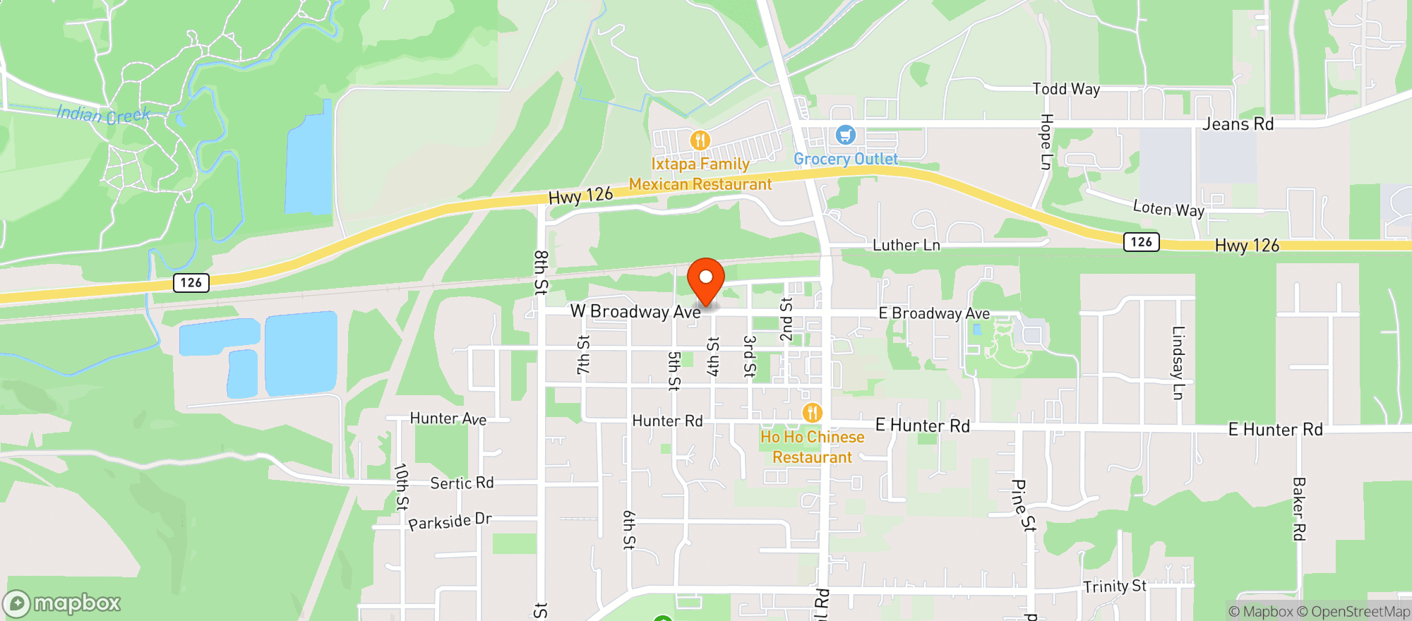 Map showing Long Tom Bar & Grill