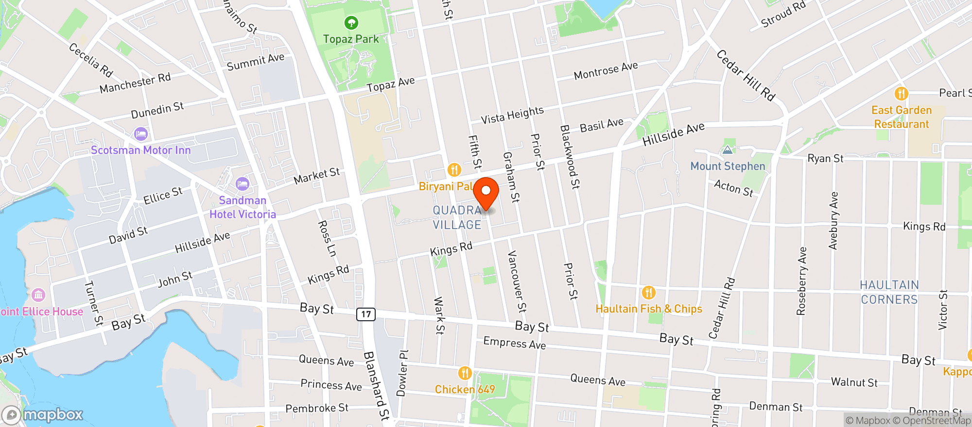 Map showing Cascadia Quadra Village