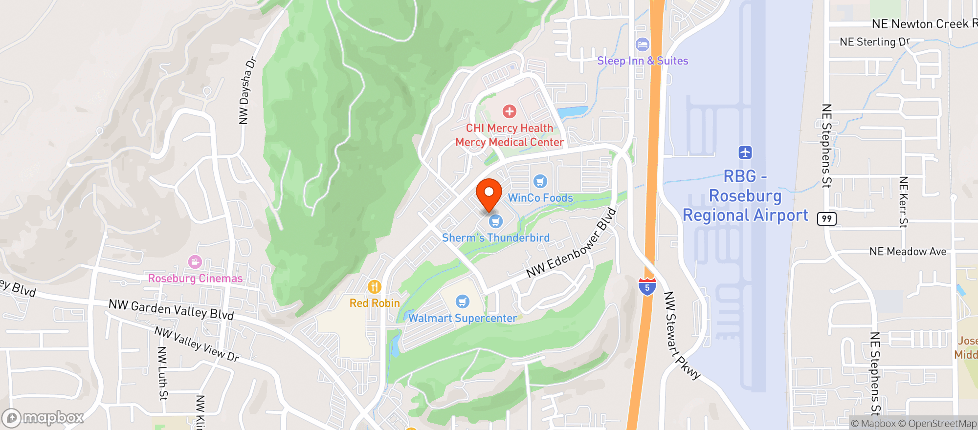 Map showing Sherms Thunderbird Market