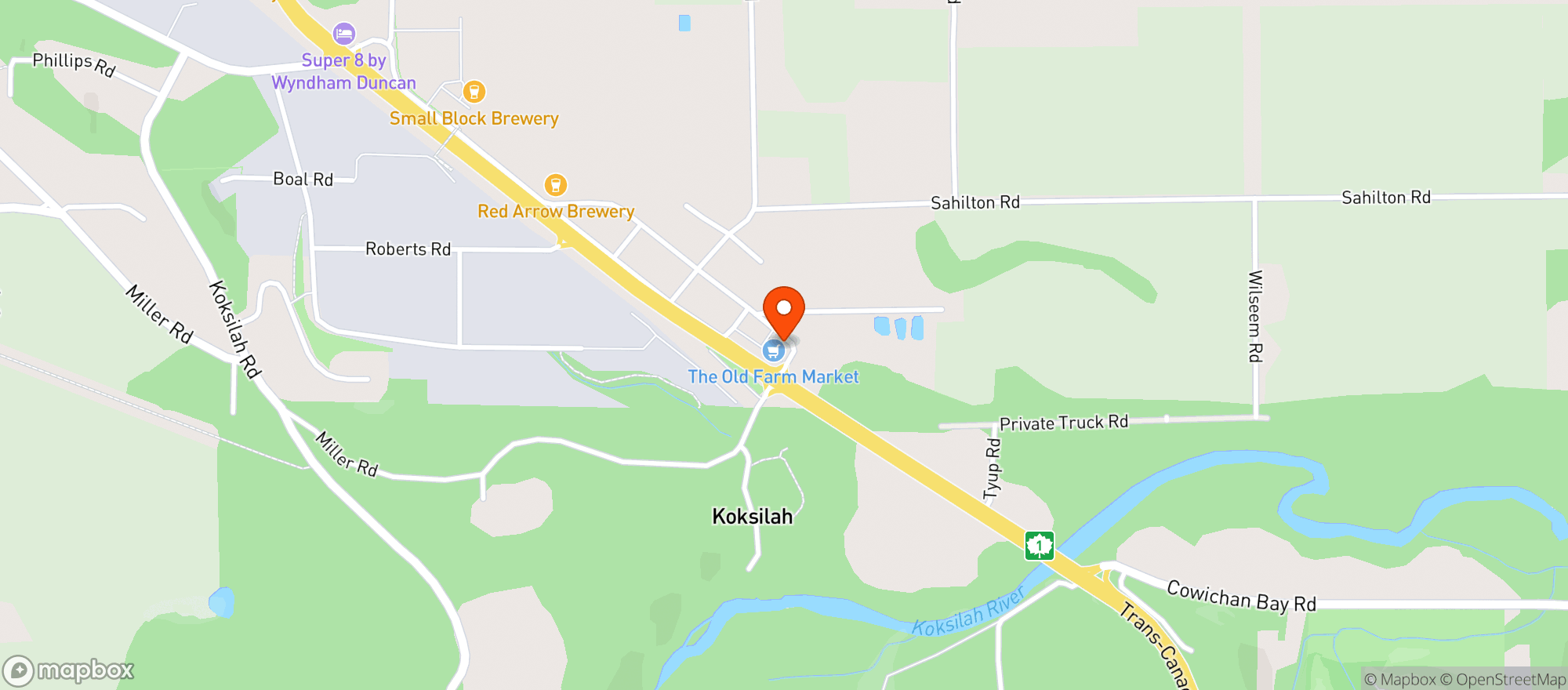 Map showing Old Farm Market (Duncan)