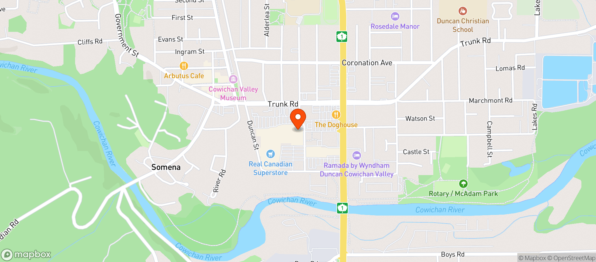 Map showing Staples