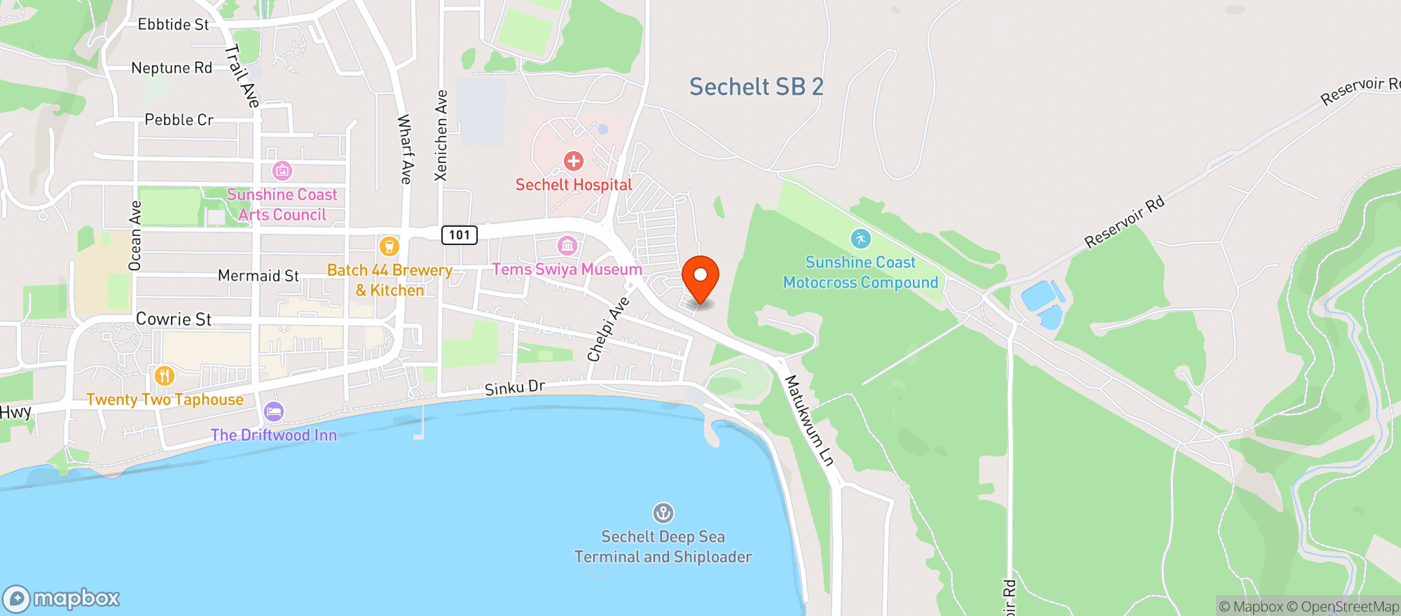 Map showing BCLIQUOR Sechelt