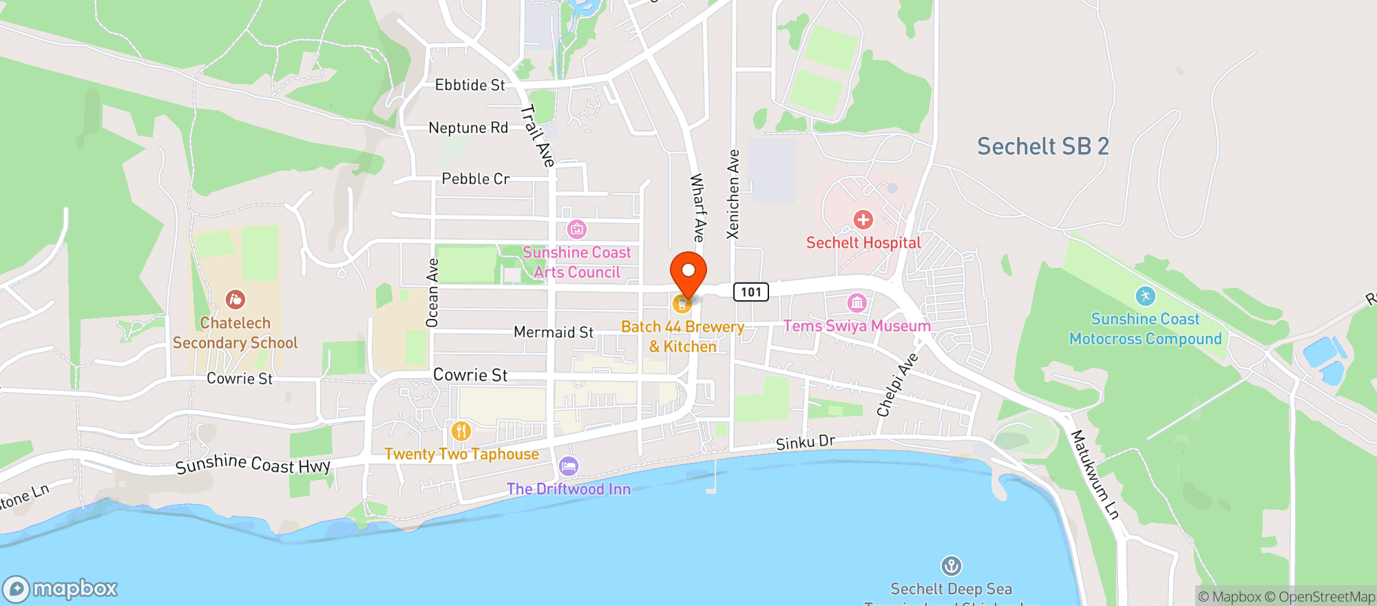 Map showing Batch 44 Brewery and Kitchen