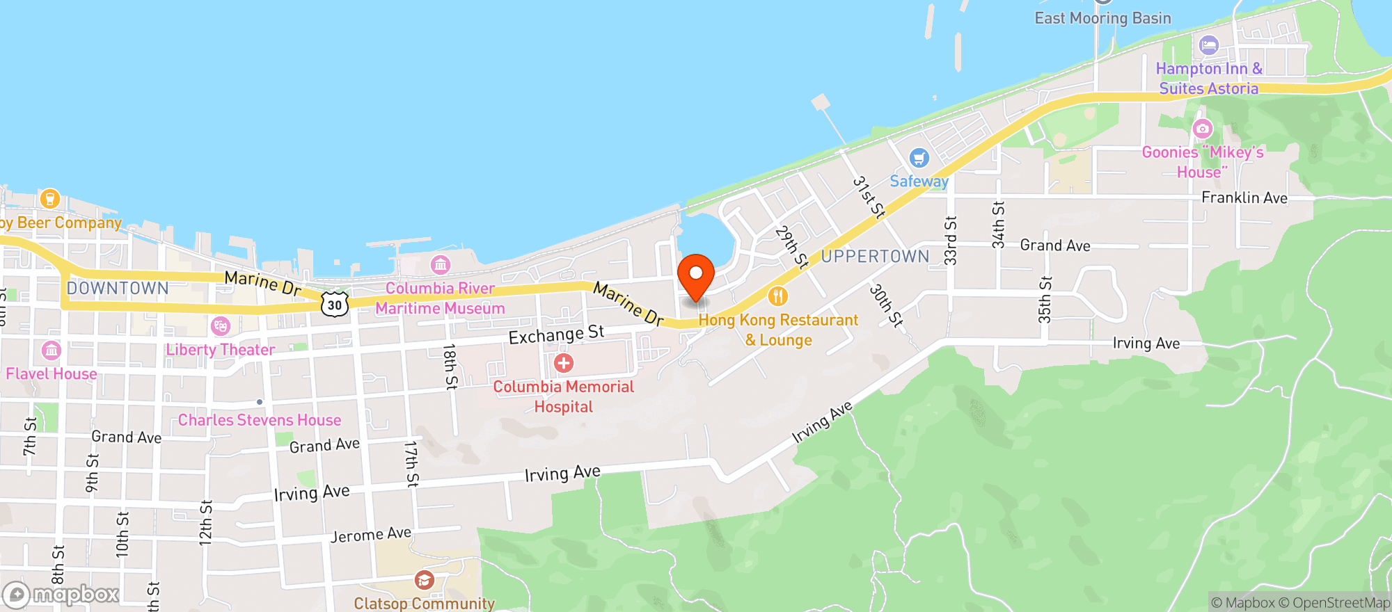 Map showing Astoria Co+Op