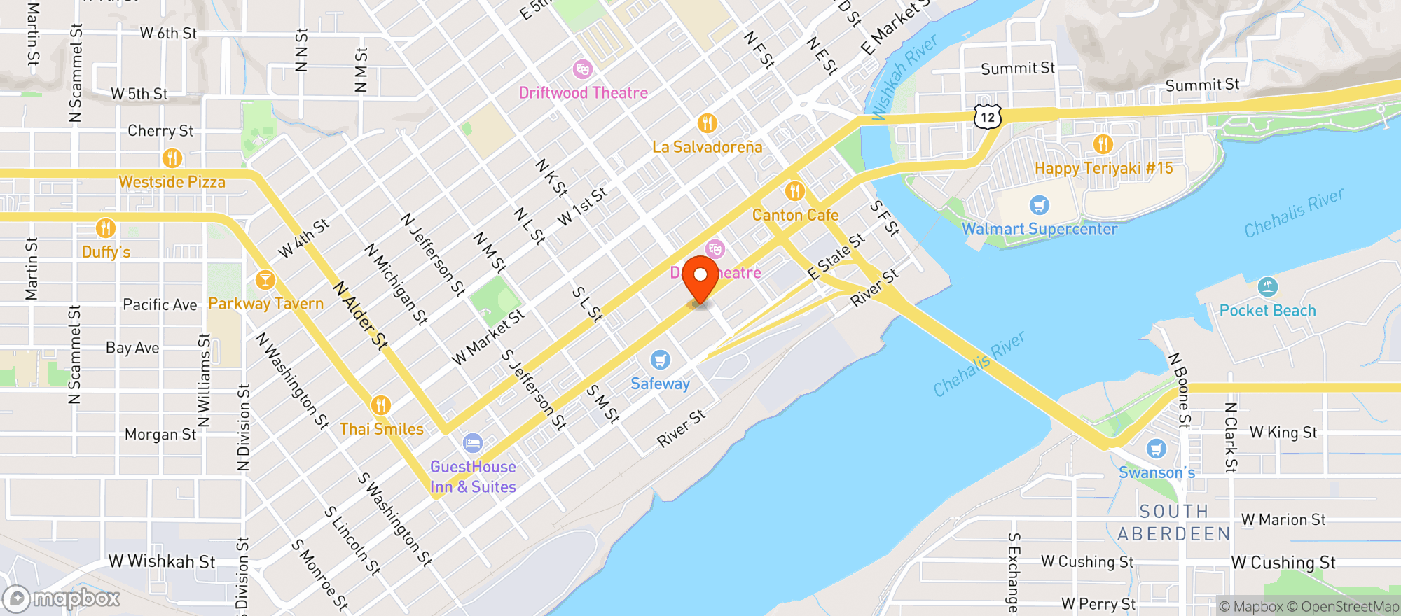 Map showing Mount Olympus Brewing