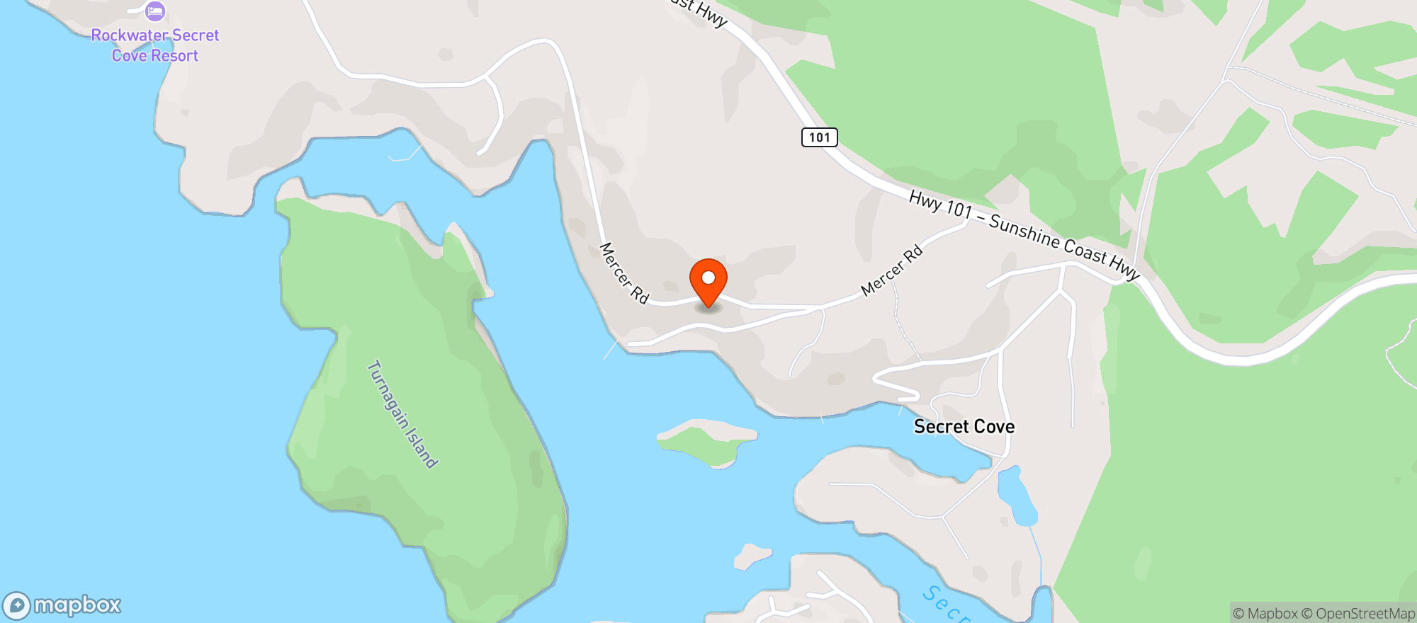 Map showing Secret Cove Marina