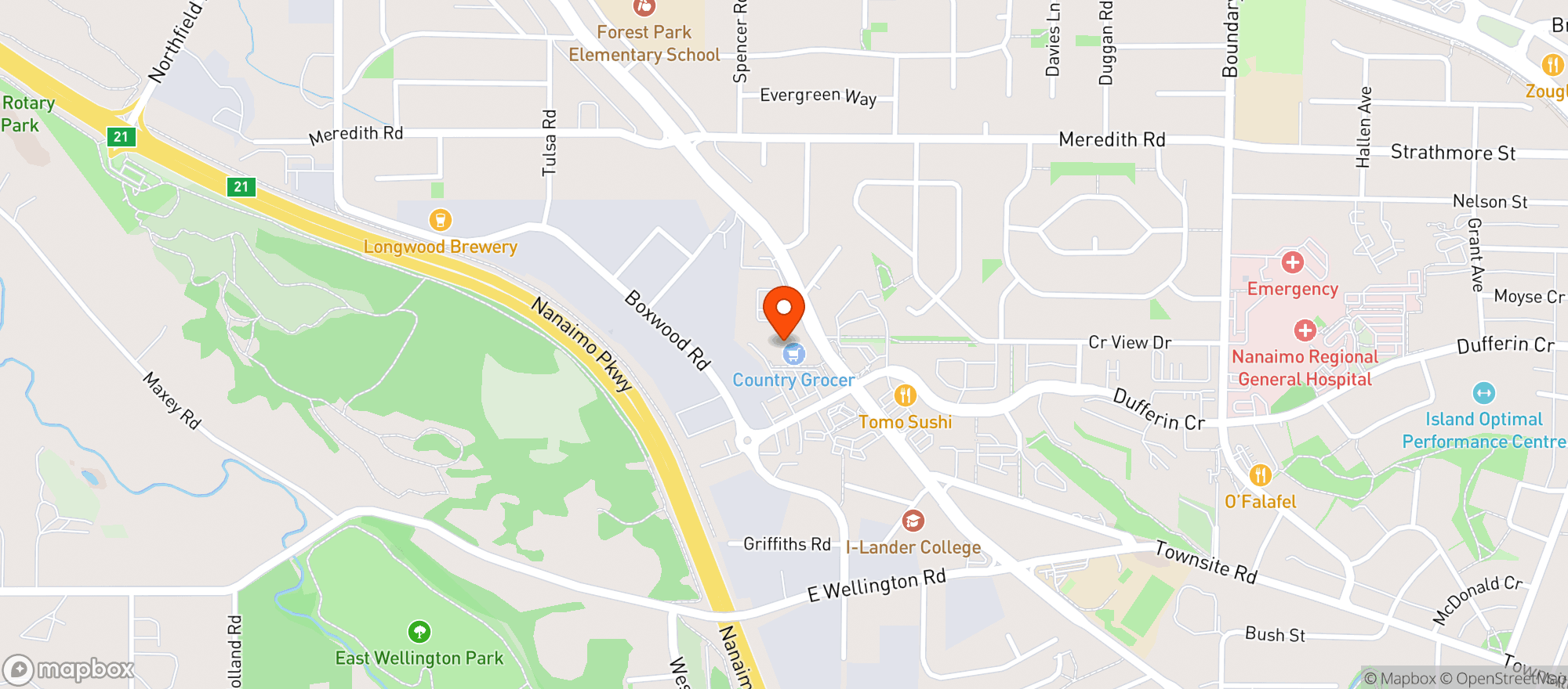 Map showing Country Grocer Bowen Rd