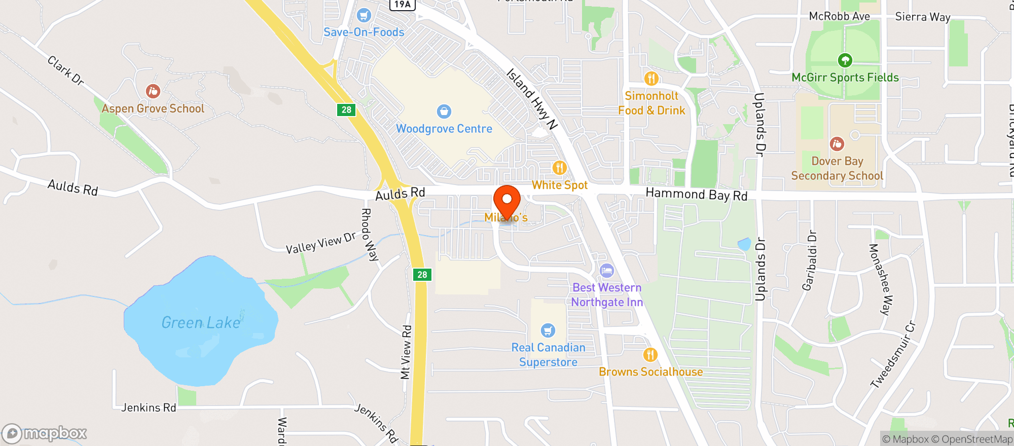 Map showing Pomme Natural Nanaimo