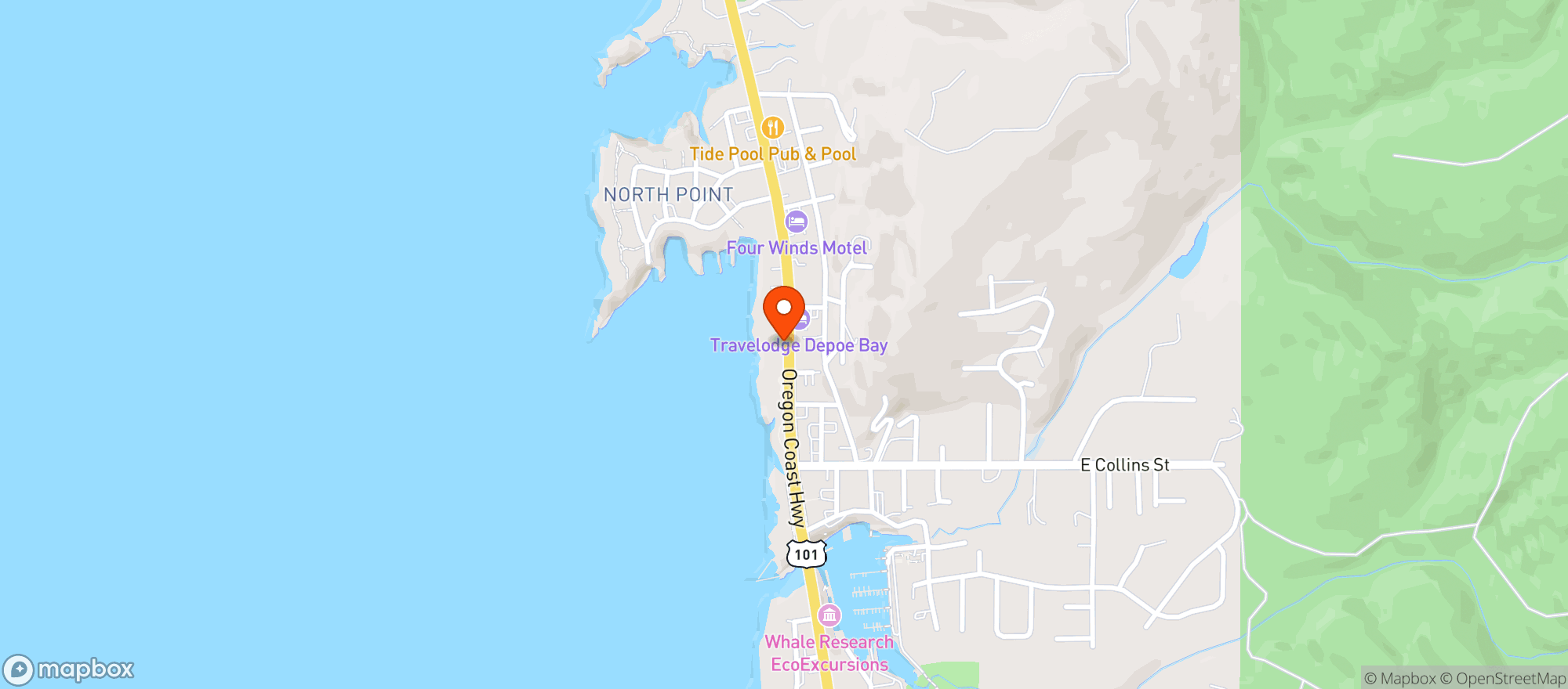 Map showing Tidal Raves Seafood Grill