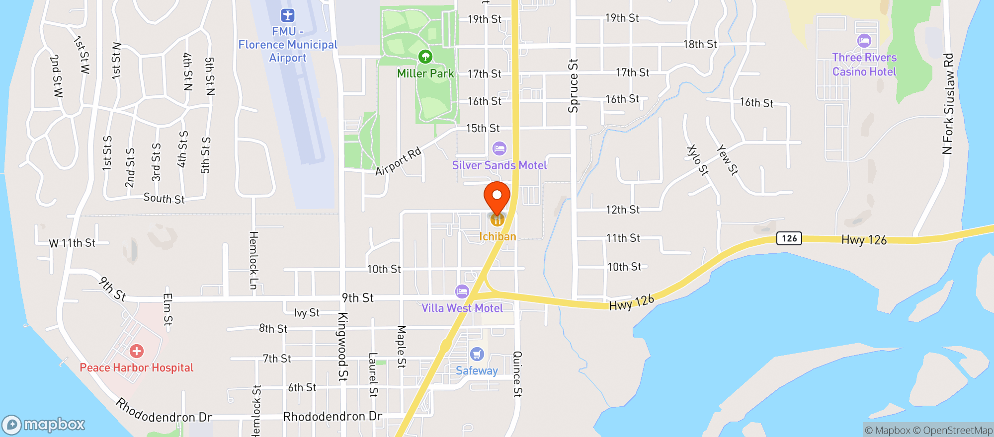 Map showing Ichiban Restaurant