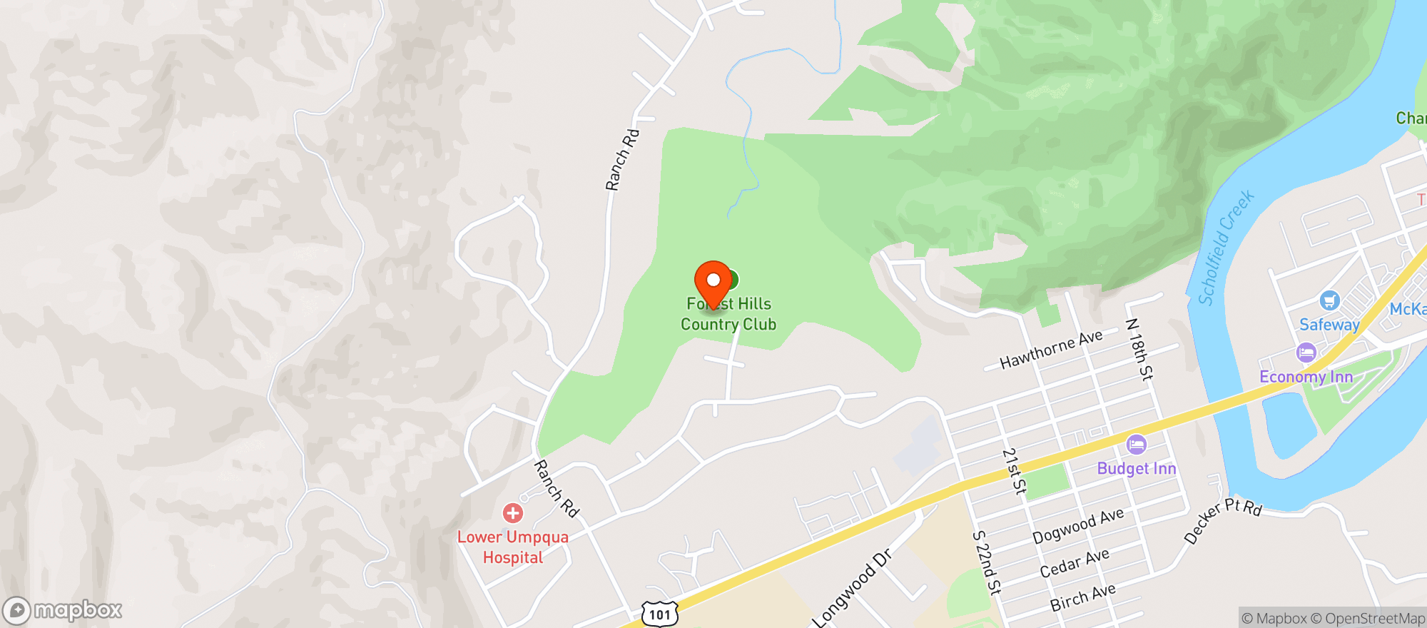 Map showing Reedsport Golf Course
