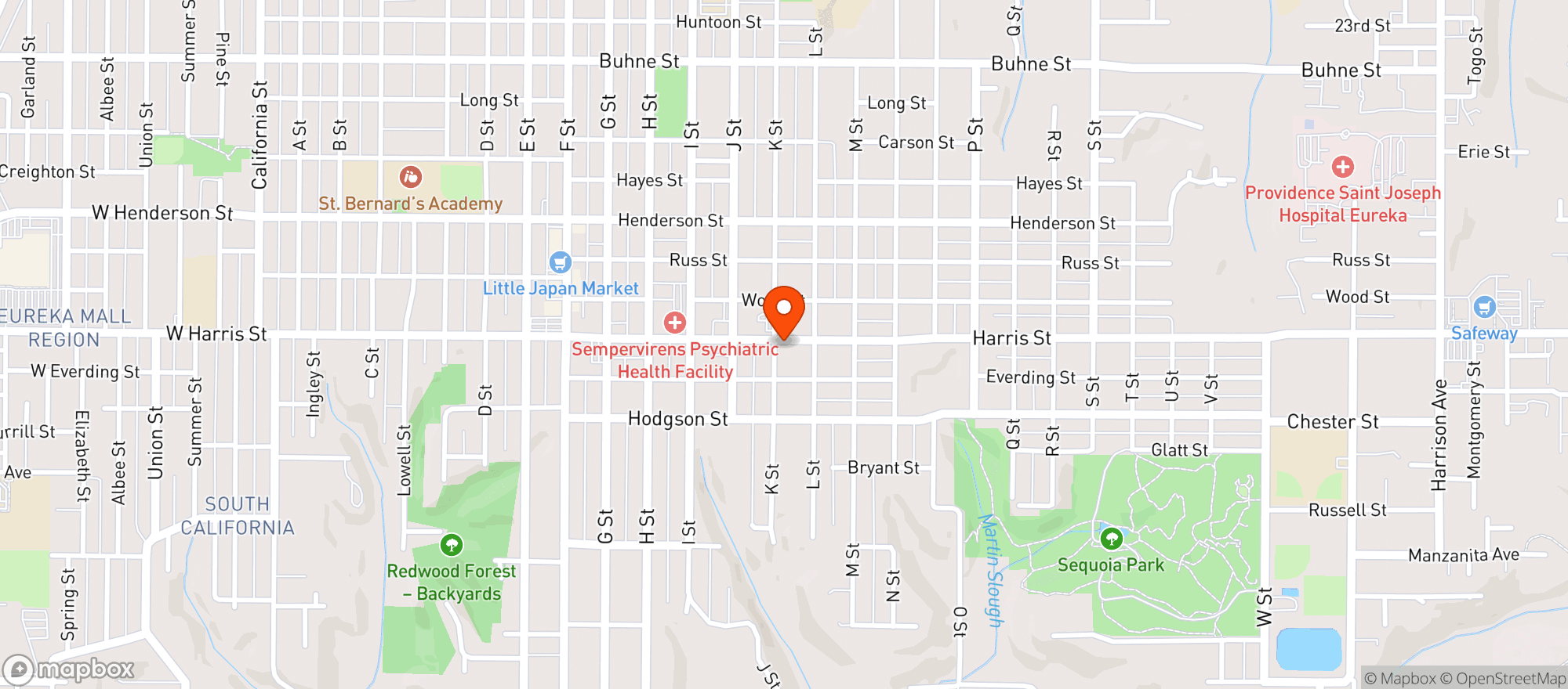 Map showing Harris And K Market