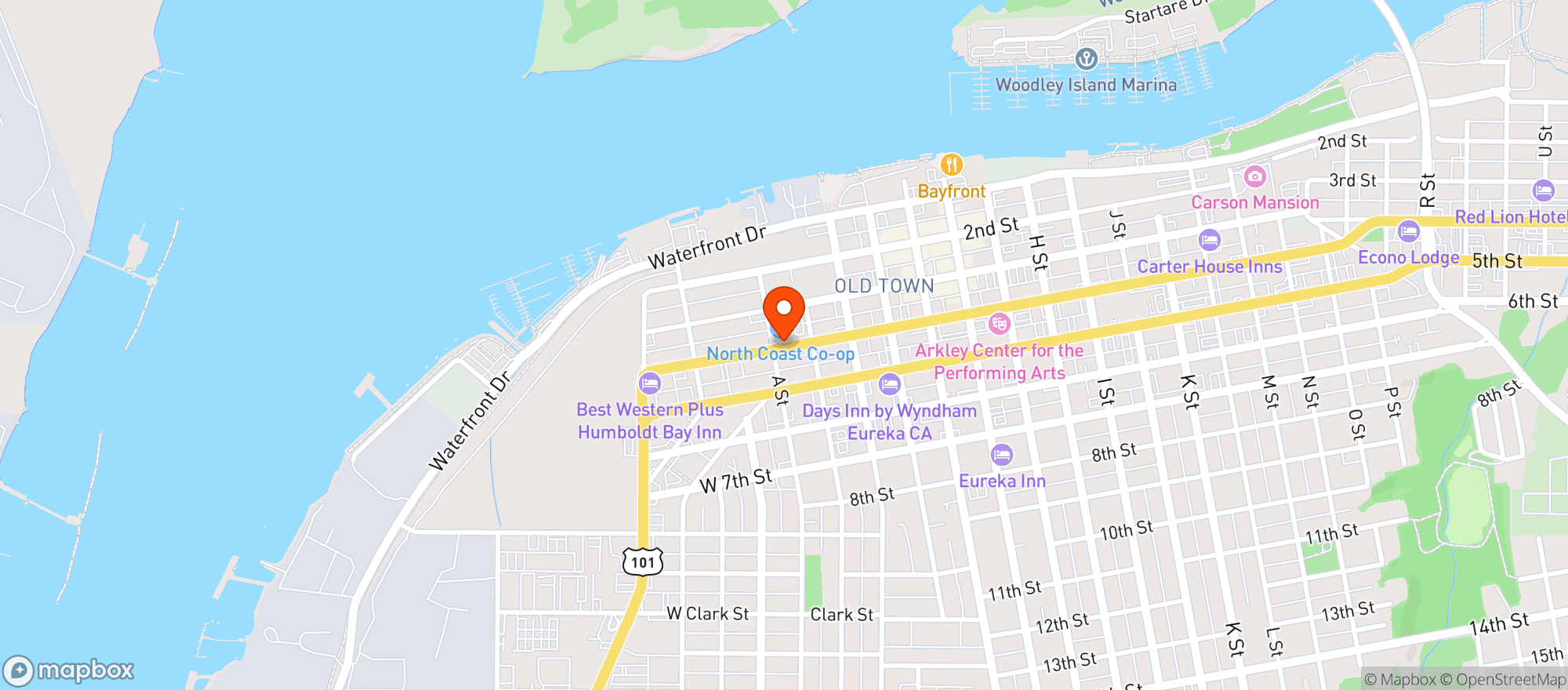 Map showing North Coast Coop - Eureka
