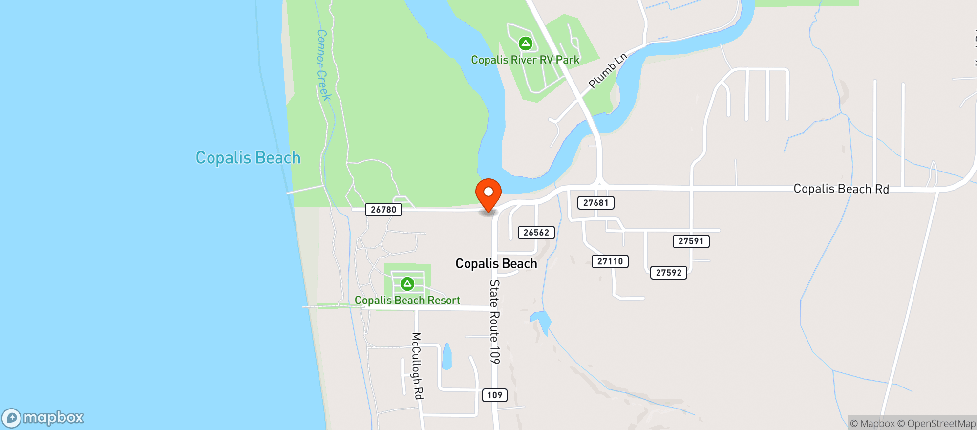 Map showing Copalis Green Lantern Tavern