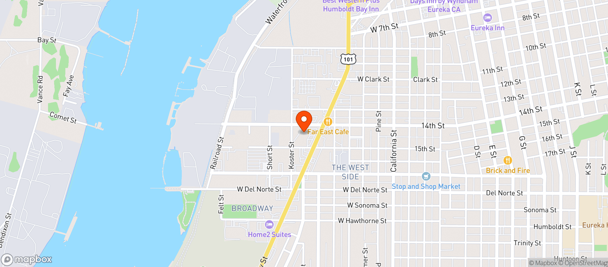 Map showing Eureka Natural Foods