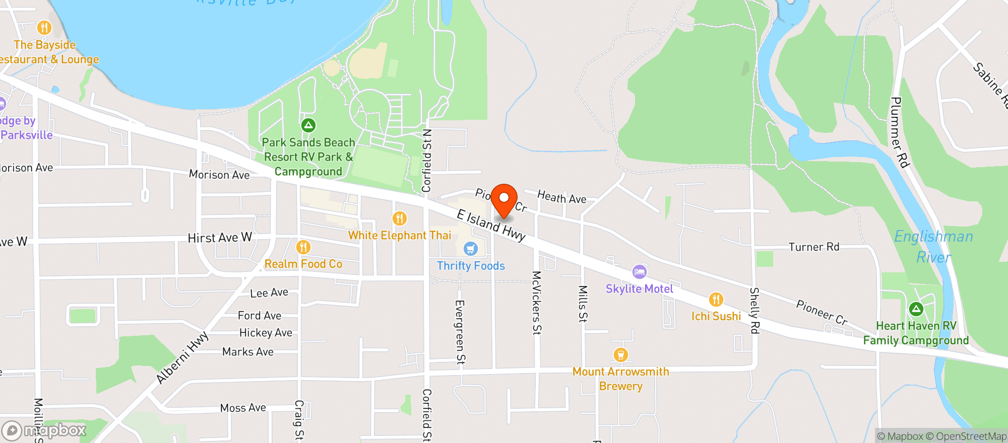 Map showing Choices Market Parksville