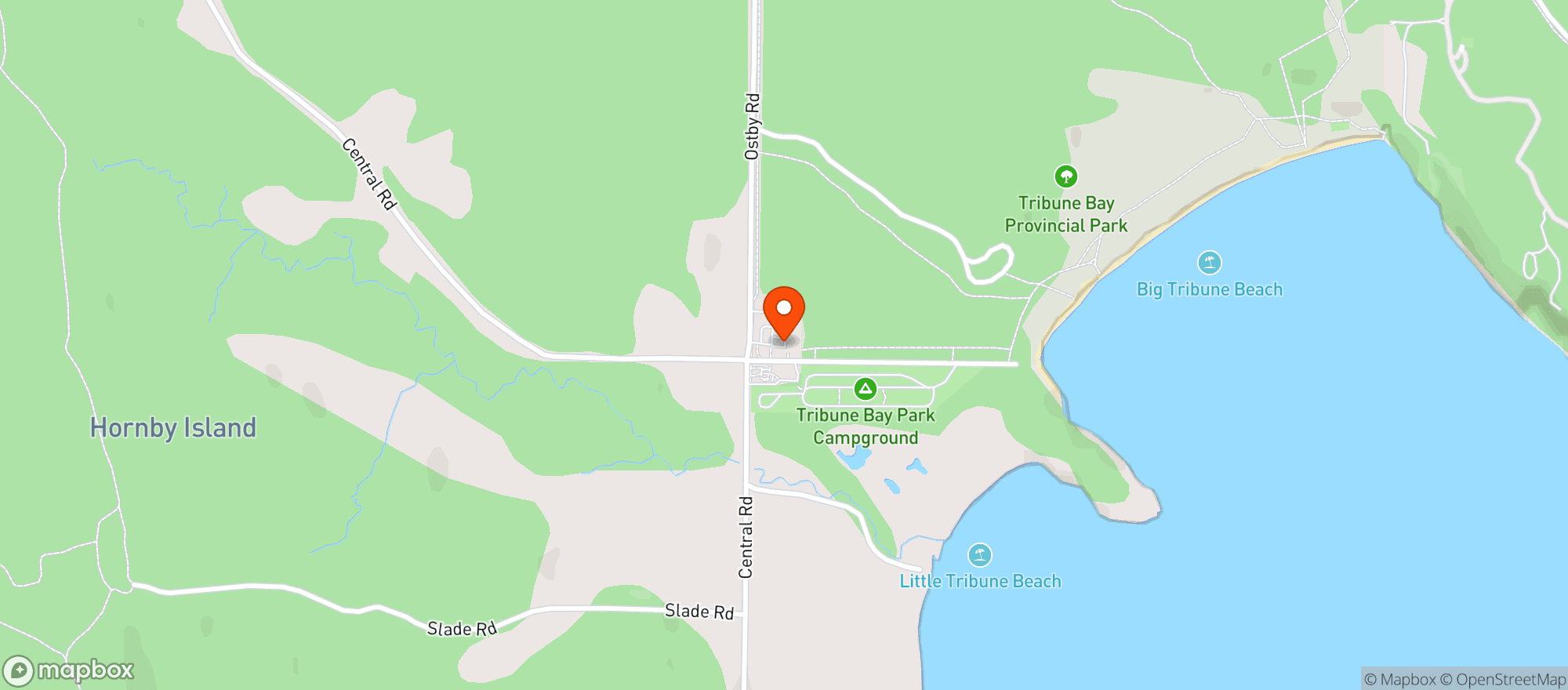 Map showing Hornby Island Co-Op