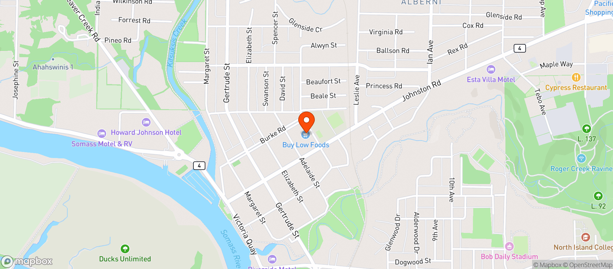 Map showing Buy Low Port Alberni