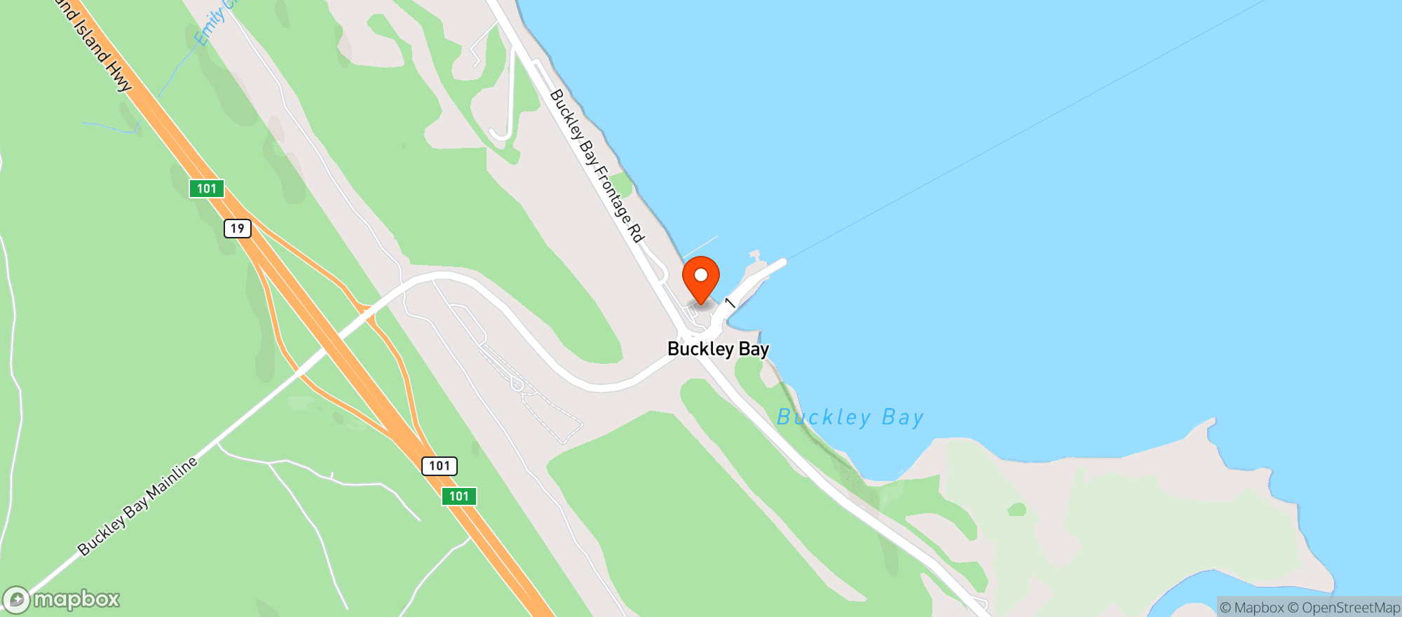 Map showing Fanny Bay Oysters - Buckley Bay